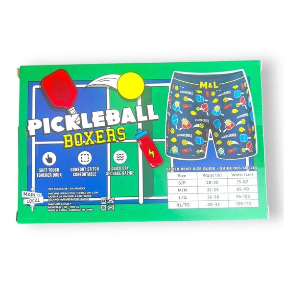 Pickleball Boxers Men's Boxer Briefs Size Medium  NIB Fun Design Great Gift - Picture 2 of 6